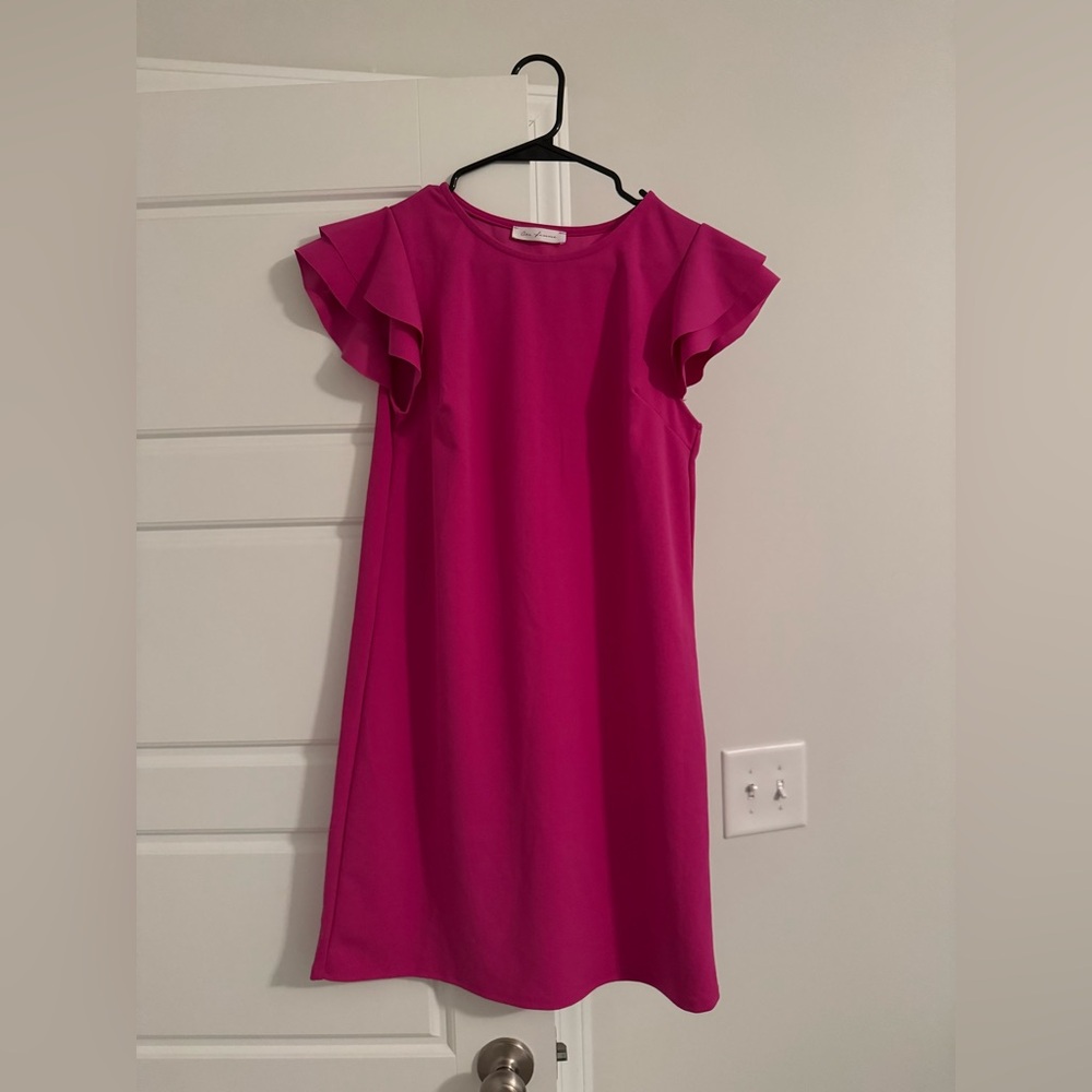 Hot Pink peplum sleeve dress